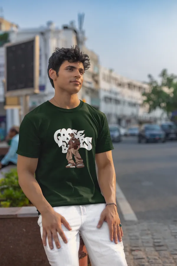 Gorillaz_Inspired_Graphic_Print_T_Shirt_Forest_Green_Unisex_Casual_Wear