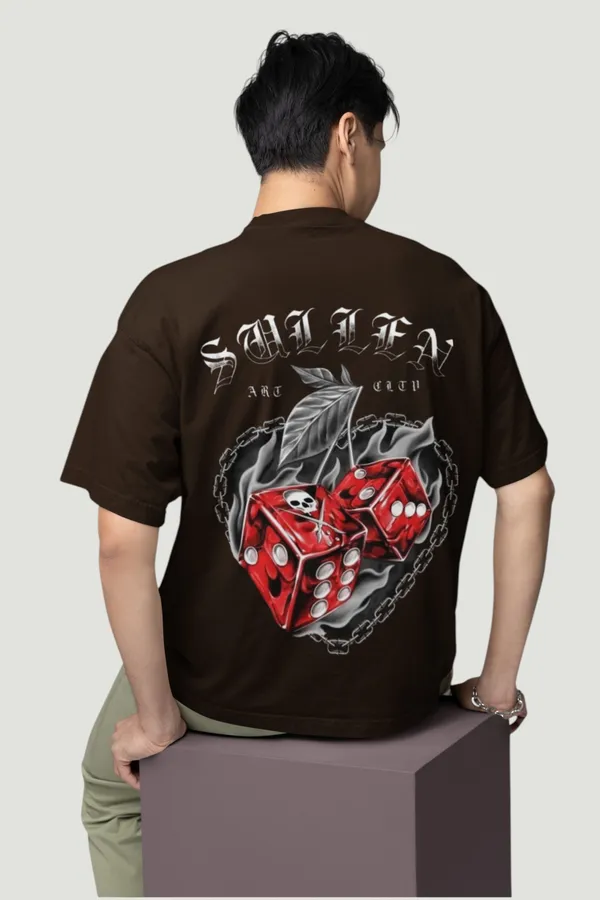 Sullen_Art_Crew_Brown_Graphic_T_Shirt_With_Red_Dice_Design