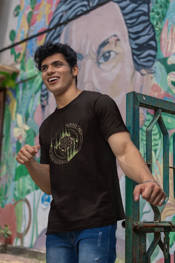 Always_Here_Graphic_Print_Brown_T_Shirt_For_Men