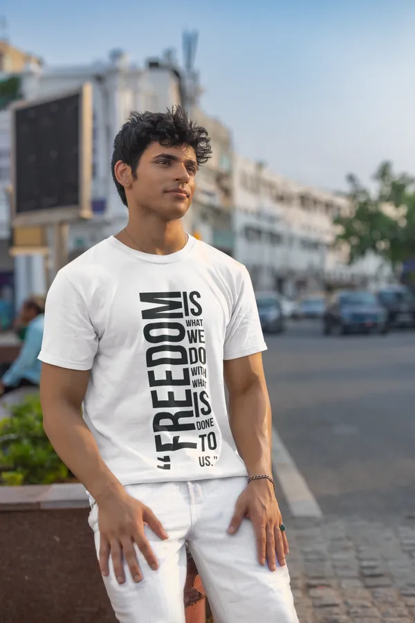 Freedom_Quote_Printed_White_T_Shirt_For_Men