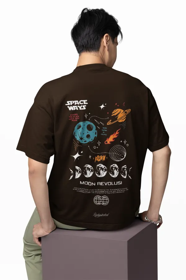 Space_Ways_Moon_Revolution_Graphic_Print_Oversized_T_Shirt_Brown