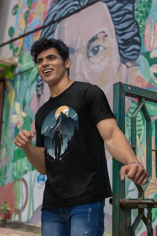 Silhouette_Hiker_Black_Graphic_T_Shirt_For_Men