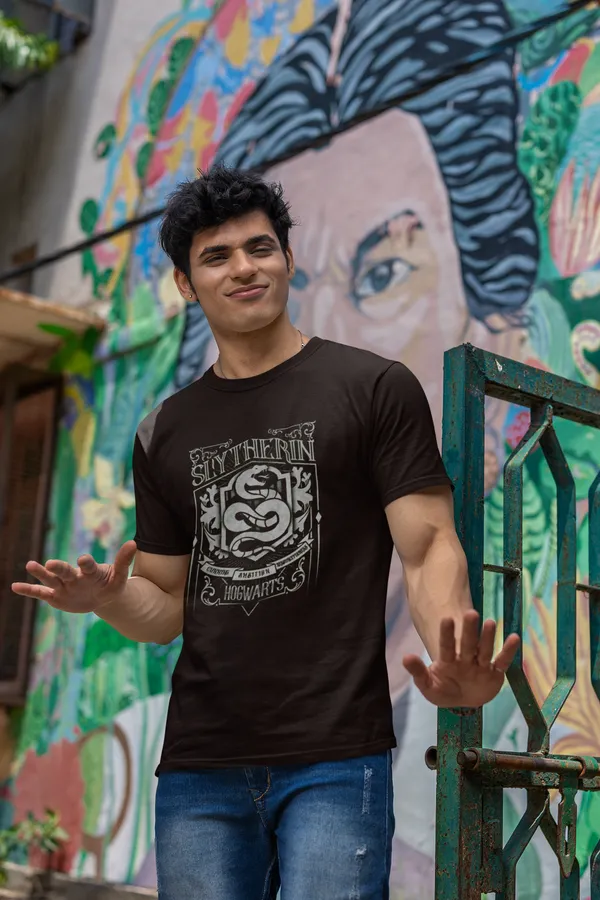 Slytherin_House_Crest_Brown_Cotton_T_Shirt_For_Men