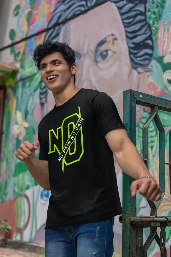 No_Excuses_Gym_Graphic_Print_Black_T_Shirt_For_Men