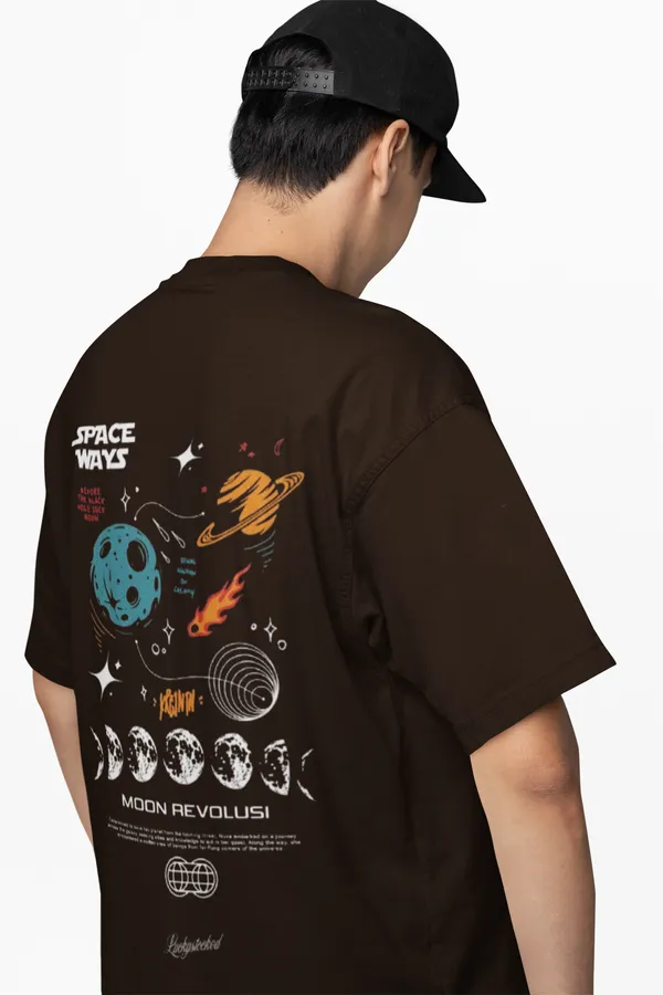 Space_Ways_Moon_Revolution_Graphic_Print_Oversized_T_Shirt_Brown