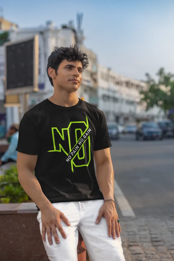 No_Excuses_Gym_Graphic_Print_Black_T_Shirt_For_Men
