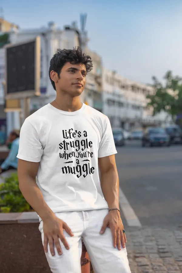 Lifes_A_Struggle_When_Youre_A_Muggle_Graphic_Print_T_Shirt