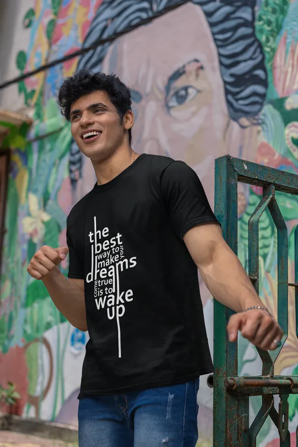 Inspirational_Quote_Black_T_Shirt_The_Best_Way_To_Make_Dreams_Come_True_Is_To_Wake_Up