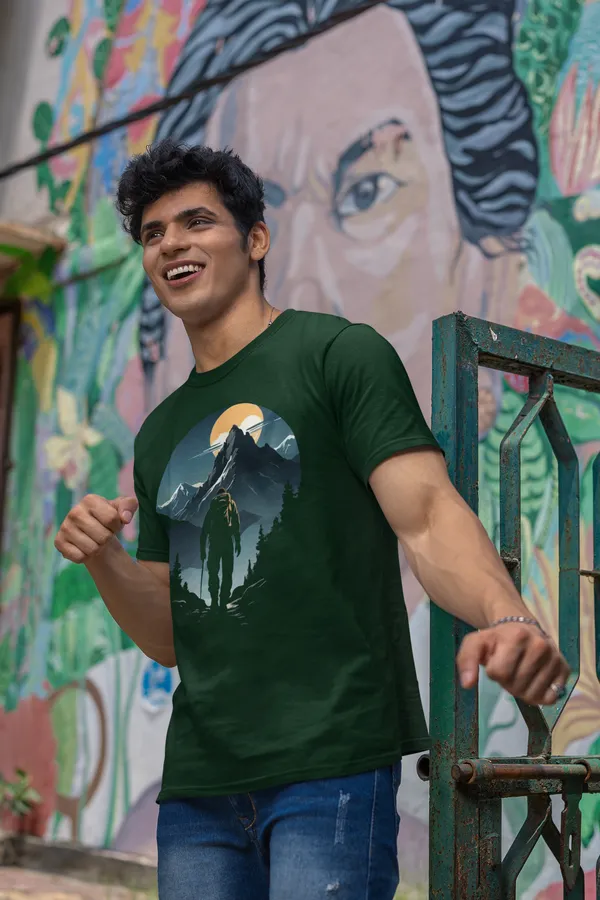 Mountain_Sunset_Graphic_Print_T_Shirt_Forest_Green