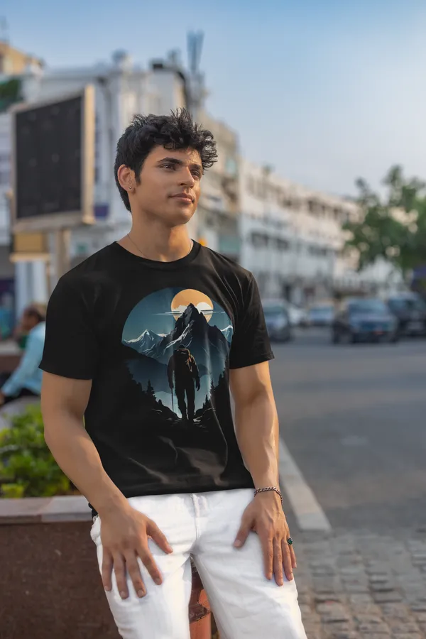 Silhouette_Hiker_Black_Graphic_T_Shirt_For_Men