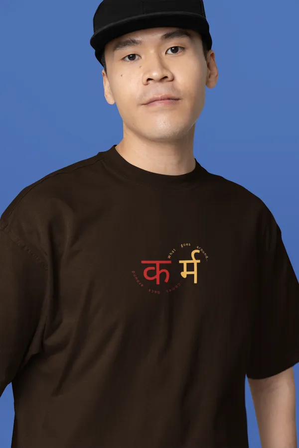 Chakra_Symbols_Oversized_Brown_T_Shirt_For_Men