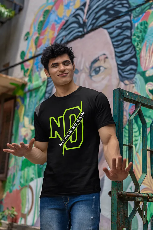 No_Excuses_Gym_Graphic_Print_Black_T_Shirt_For_Men