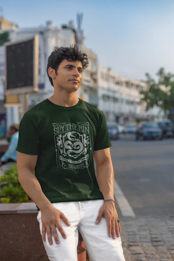Slytherin_House_Crest_Graphic_T_Shirt_Dark_Green_Cotton_Tee