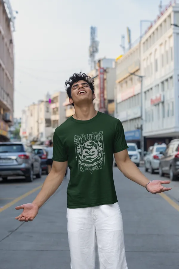 Slytherin_House_Crest_Graphic_T_Shirt_Dark_Green_Cotton_Tee