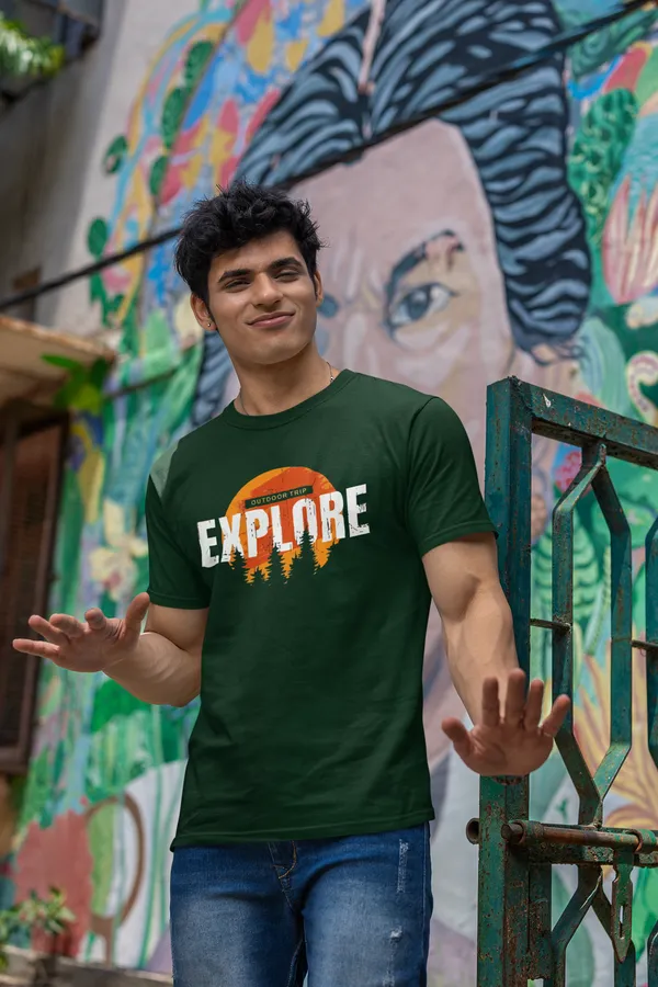 Explore_Graphic_Print_Green_T_Shirt_For_Men