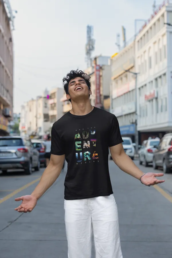 Men_Black_Adventure_Begins_Graphic_T_Shirt