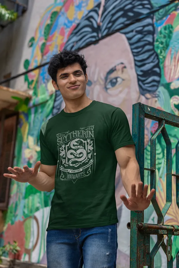 Slytherin_House_Crest_Graphic_T_Shirt_Dark_Green_Cotton_Tee