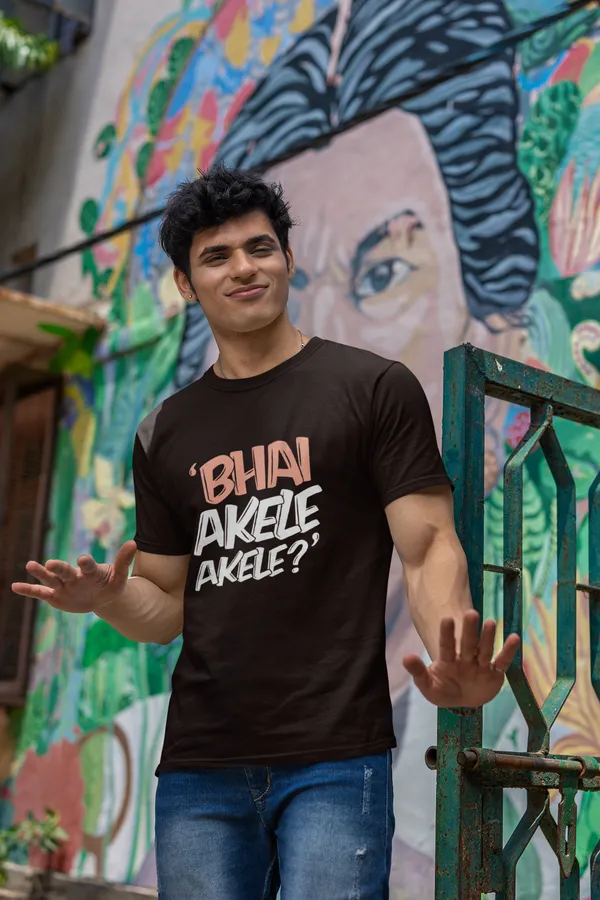 Bhai_Akele_Akele_Graphic_Print_Brown_T_Shirt