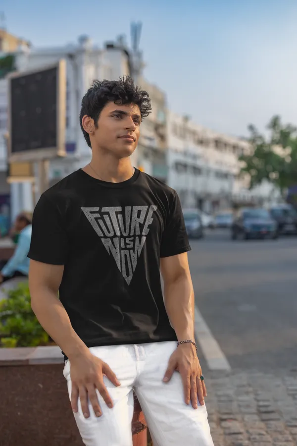 Future_Now_Graphic_Print_Black_T_Shirt_For_Men