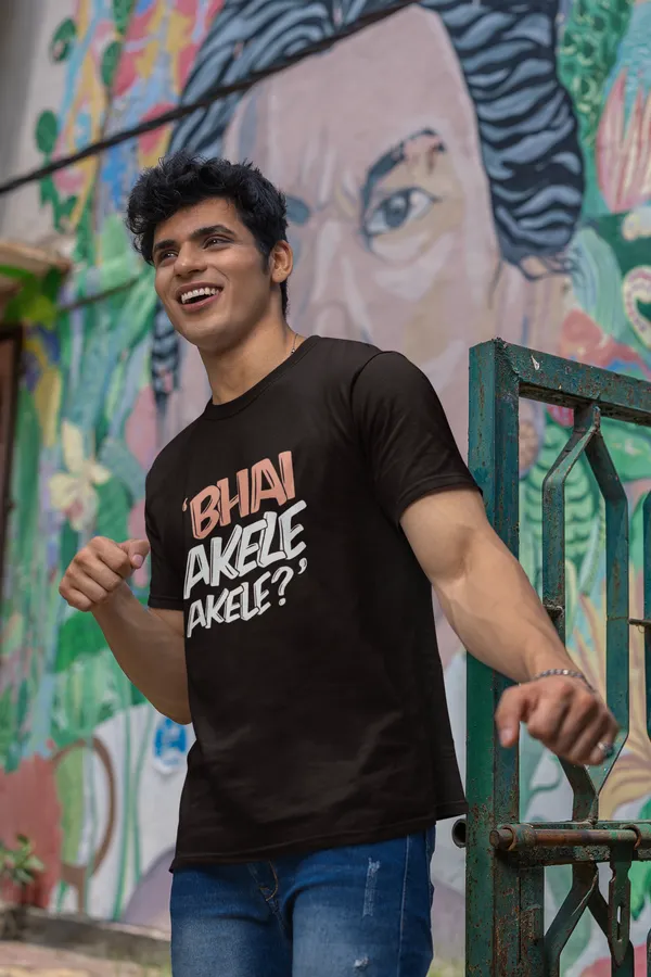 Bhai_Akele_Akele_Graphic_Print_Brown_T_Shirt