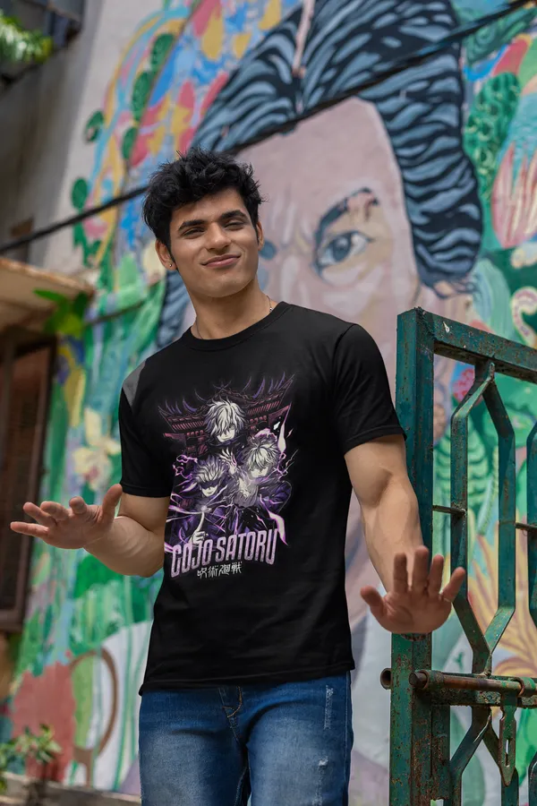 Gojo_Satoru_Anime_Graphic_Print_Black_T_Shirt