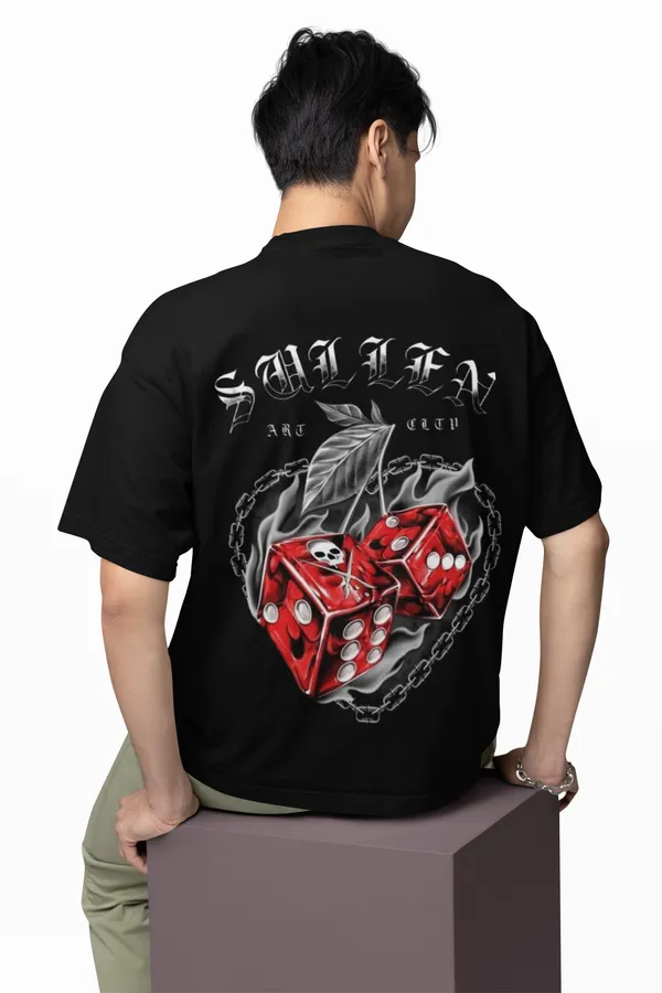 Sullen_Art_Crew_Black_Oversized_T_Shirt_With_Red_Dice_And_Chain_Print