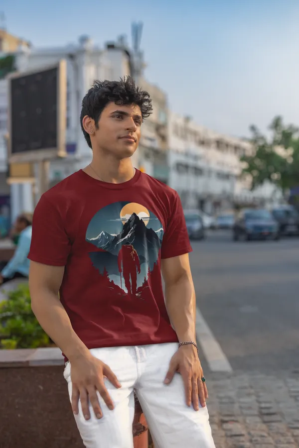 Burgundy_Mountain_Hiker_Graphic_T_Shirt_For_Men