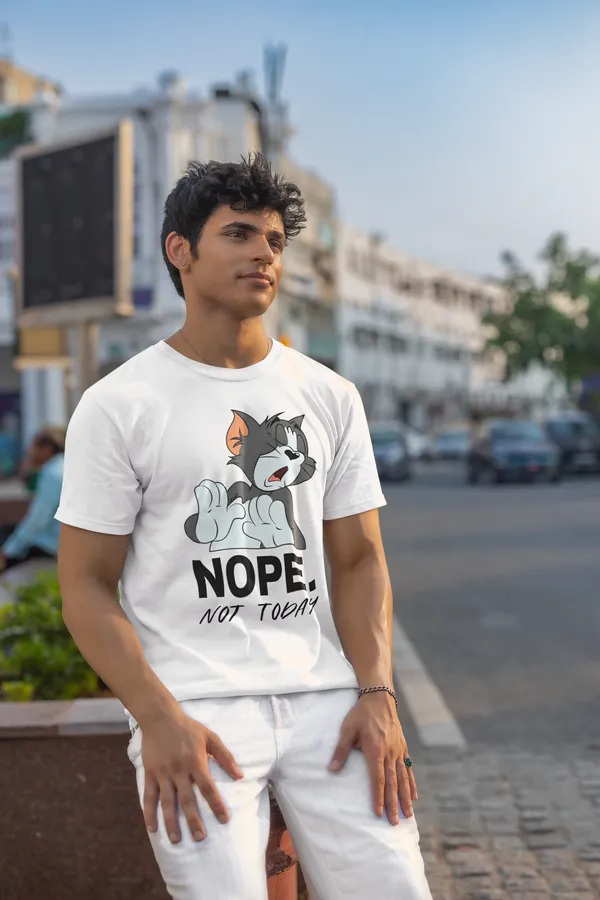 Nope_Not_Today_Cartoon_Cat_Graphic_Print_T_Shirt_For_Men