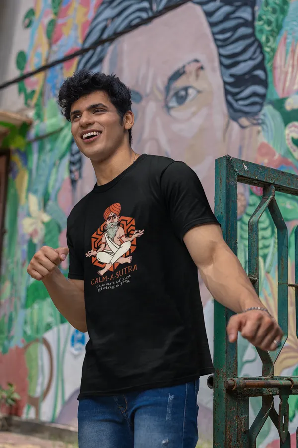 Calma_Sutra_Graphic_Print_Black_T_Shirt