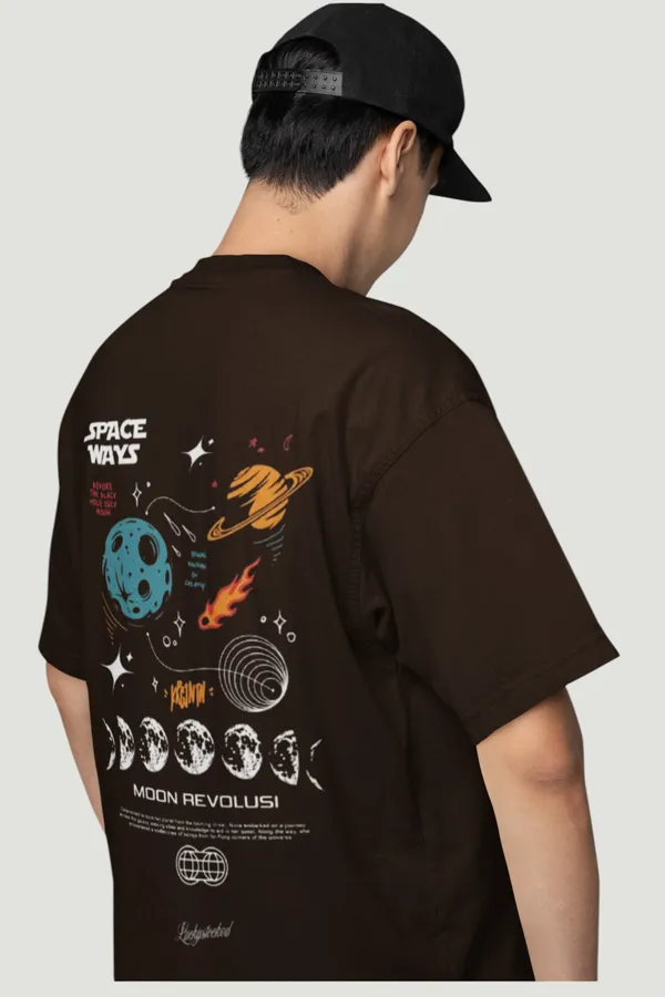 Space_Ways_Moon_Revolution_Graphic_Print_Oversized_T_Shirt_Brown