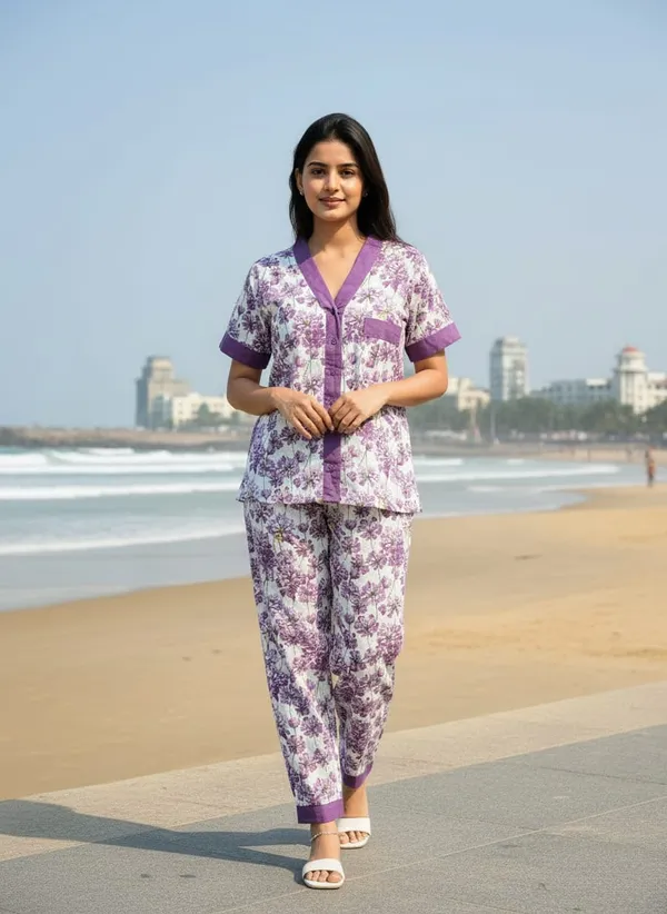 Multicolor_Rayon_Lounge_Shorts_Set_And_Cambric_100%_Cotton_Nightsuit_Set_For_Women_Pack_Of_2