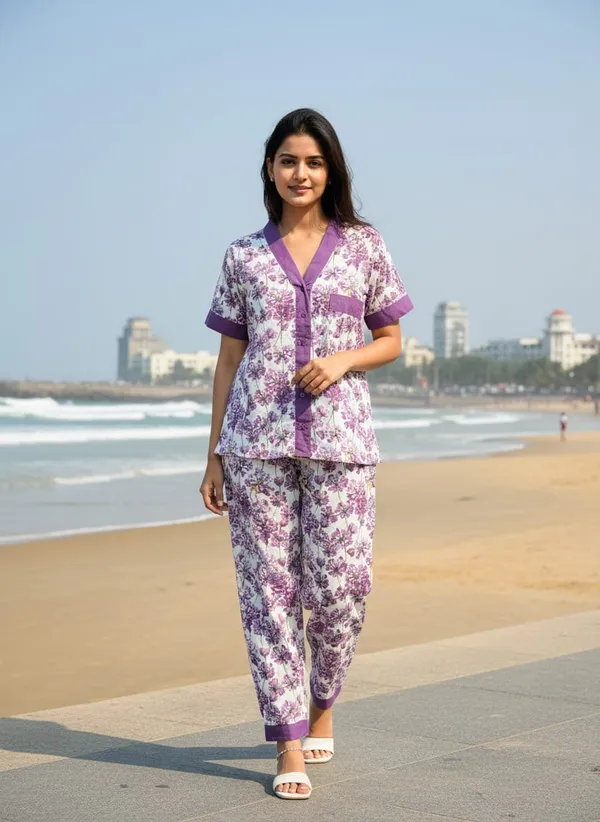 Multicolor_Rayon_Lounge_Shorts_Set_And_Cambric_100%_Cotton_Nightsuit_Set_For_Women_Pack_Of_2