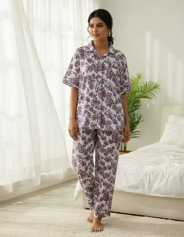 Multicolor_Cambric_100%_Cotton_Night_Suit_Set_For_Women