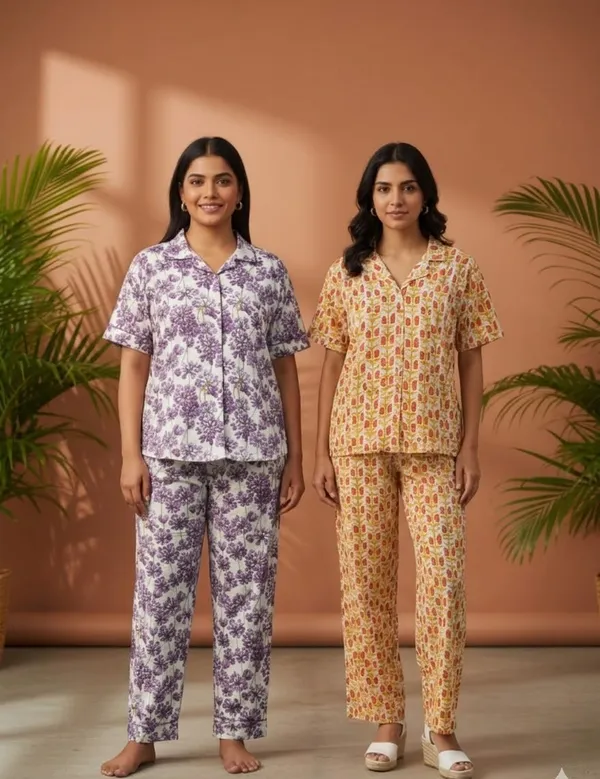 Multicolor_Cambric_100%_Cotton_Night_Suit_Set_And_Rayon_Co-Ord_Set_For_Women_Pack_Of_2