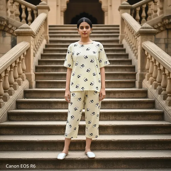 Yellow_Rayon_Pajama_Set_For_Women