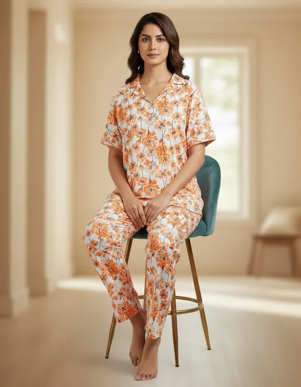 Red_And_White_Cambric_100%_Cotton_Night_Suit_Set_For_Women