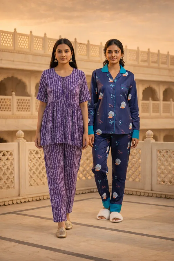 Purple_And_Blue_Rayon_Co-Ord_Set_And_Poly_Twill_Night_Suit_Set_For_Women_Pack_Of_2
