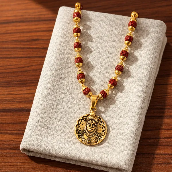 Gold_Antique_Plated_Rudraksha_With_Sun_God_Pendant_Mala_Necklace