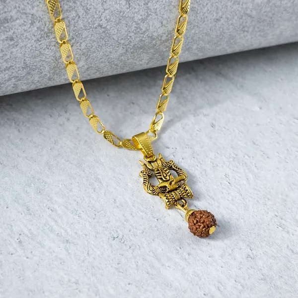 Gold_Trishul_Rudraksha_Plated_Pendant_Necklace_For_Couples_(Set_of_2)
