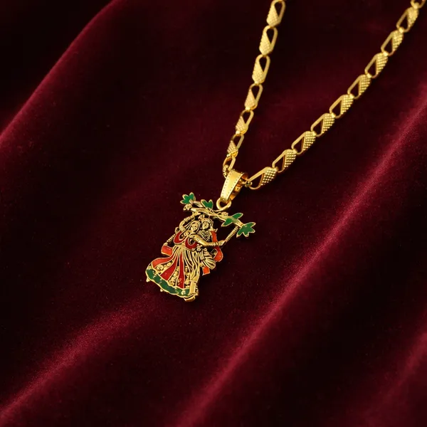 Gold_Plated_Radha_Krishna_With_Enamel_Work_Pendant_Necklace