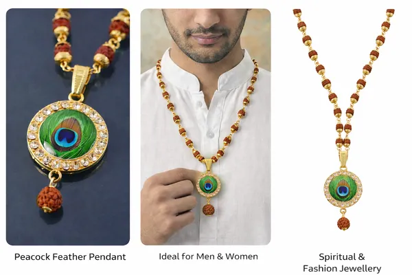 Brown_Rudraksha_Bead_With_Peacock_Feather_Pendant_Necklace
