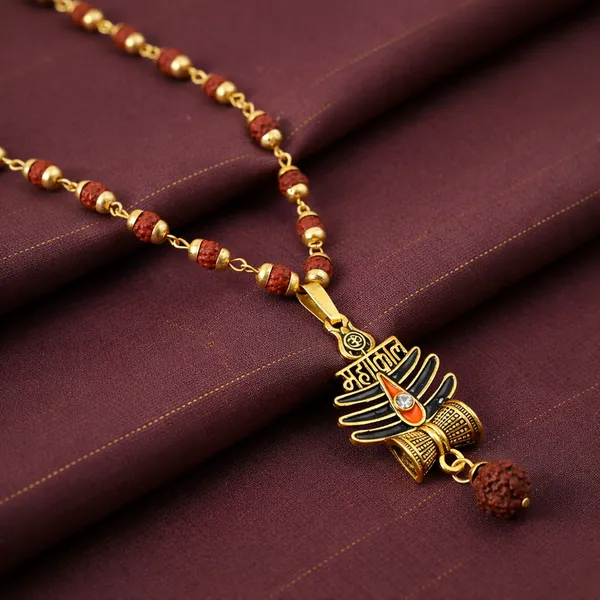 Gold_Traditional_Rudraksha_Trishul_With_Antique_Finish_And_Toned_Lord_Hanuman_Pendant_Necklace_(Pack_Of_2)