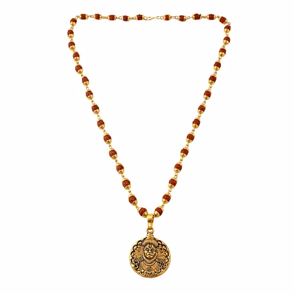 Gold_Antique_Plated_Rudraksha_With_Sun_God_And_Beads_With_Shiva_Pendant_Mala_Necklace_(Pack_Of_2)