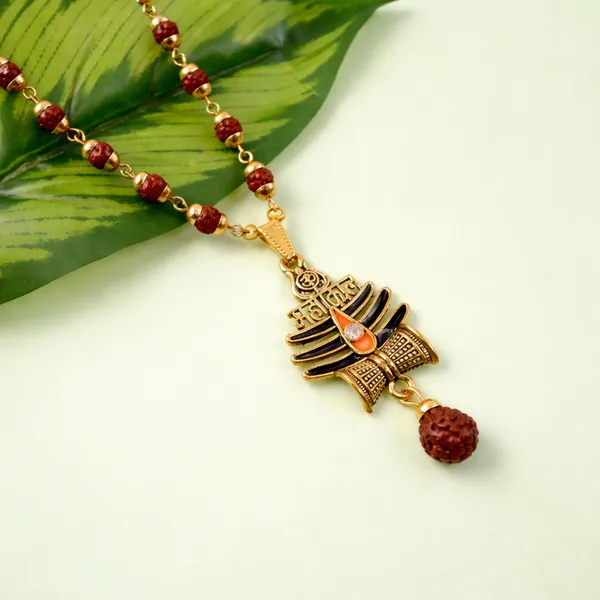Gold_Traditional_Rudraksha_Trishul_With_Antique_Finish_And_Toned_Lord_Hanuman_Pendant_Necklace_(Pack_Of_2)