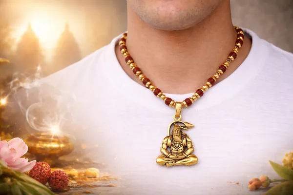 Gold_Rudraksha_Beads_With_Hanumanji_Pendant_Mala_Necklace