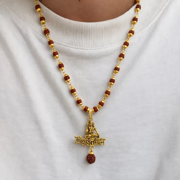 Gold_Traditional_Rudraksha_With_Lord_Shiva_Pendant_Mala_Necklace