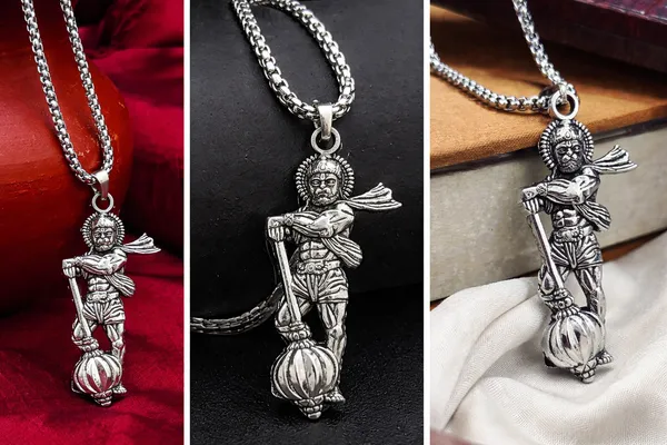 Silver_Hanuman_Toned_With_Chain_Pendant_Necklace