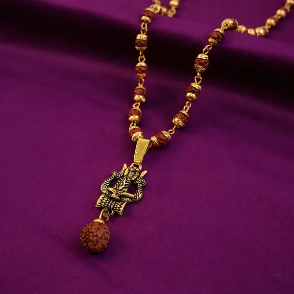 Gold_Traditional_Rudraksha_With_Lord_Shiva_Beads_Pendant__Necklace