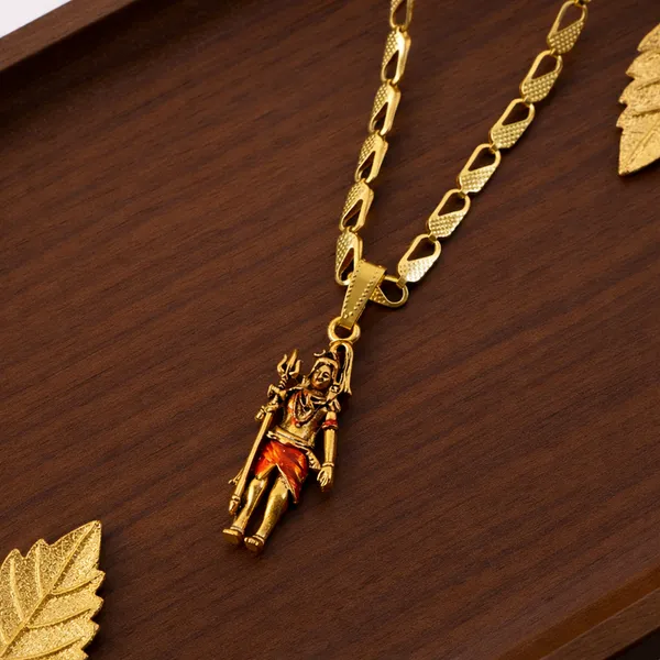 Gold_Traditional_Toned_Shivji_Pendant_Necklace_For_Couples
