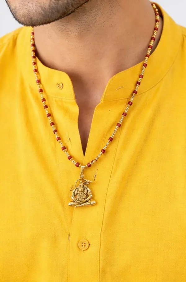 Gold_Rudraksha_Beads_With_Hanumanji_Pendant_Mala_Necklace
